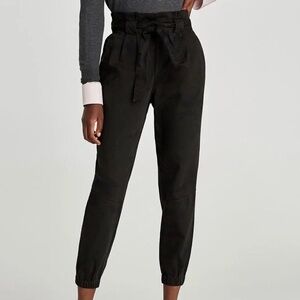Zara Paperbag Cropped Camo Jogger Style Pants